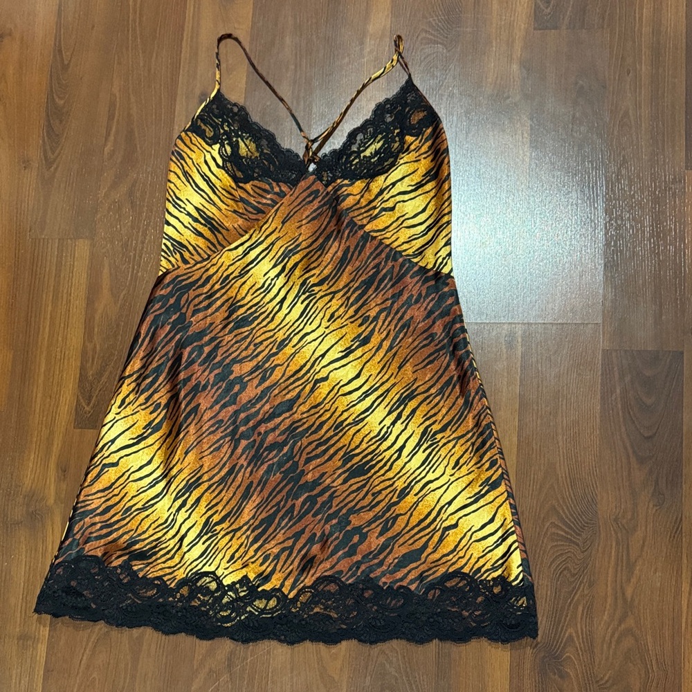 Vintage Victoria's Secret Collection Tiger Pattern Lace Slip Dress